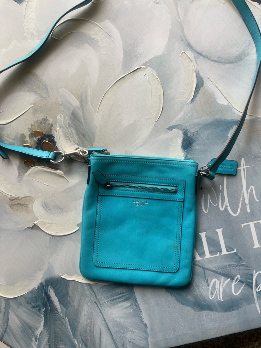 Coach Turquoise Leather Crossbody Bag